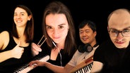 Vier Mitglieder des NDR Chores: Catherina Witting - Sopran, Anna-Maria Torkel - Alt, Keunhyung Lee - Tenor und Andreas Heinemeyer - Bass © NDR 