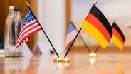 Flaggen USA und Deutschland © dpa Bildfunk, Agentur Bildnummer: 99-149716 Foto: Christoph Soeder