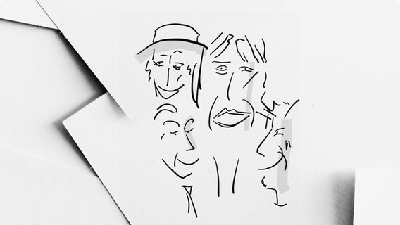 Eine Zeichnung von den Rolling Stones älter © Ocke Bandixen 
