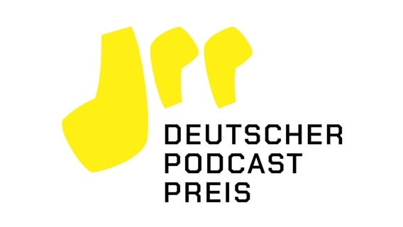 Eine gelbe Werbegrafik für den deutschen Podcastpreis © Deutscher Podcast Preis 