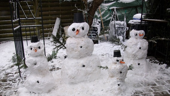 Schneefamilie in einem Vorgarten © NDR Foto: Familie Vogel aus Podewall