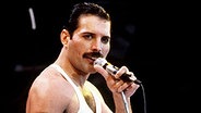 1985: Freddie Mercury - Sänger der Gruppe Queen © dpa 