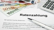 Ein Formular für Ratenzahlung mit Taschenrechner und Geldscheinen. © fotolia Foto: ccolo