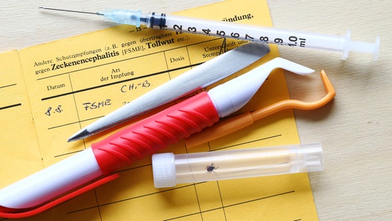 Ein Impfausweis, darauf liegen eine Spritze und eine Pinzette. © Colourbox Foto: Astrid Gast