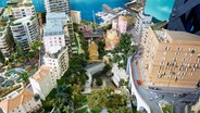 Blick über die Altstadt von Monaco bis hinab auf den Jachthafen im Miniatur Wunderland Hamburg © Miniatur Wunderland 