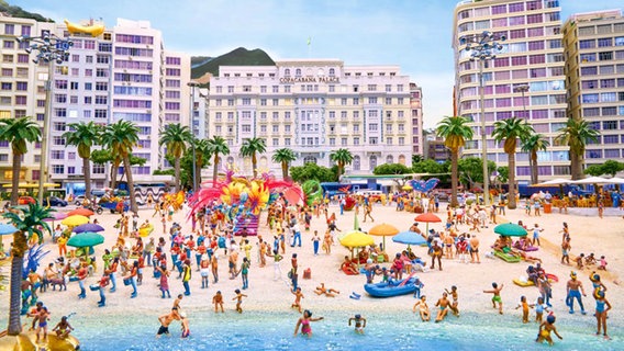 Der Strand der Copacabana im Rio-Abschnitt des Miniatur Wunderlands © Miniatur Wunderland Hamburg 