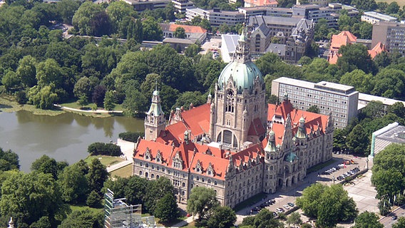 Luftbild des Neuen Rathauses in Hannover © Landeshauptstadt Hannover Foto: Tobias Gehricke