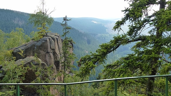 Blick von der Rabenklippe im Harz in Richtung Brocken. © NDR Foto: Axel Franz