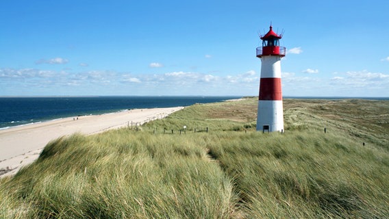 Blick auf den Leuchtturm List Ost auf Sylt, die Dünen, den Strand und das Meer. © JM Fotografie/fotolia Foto: JM Fotografie
