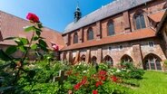 Ansicht des Kloster Lüne, im Bordergrund der Friedhof mit blühenden Rosen. © picture alliance / dpa Foto: Philipp Schulze