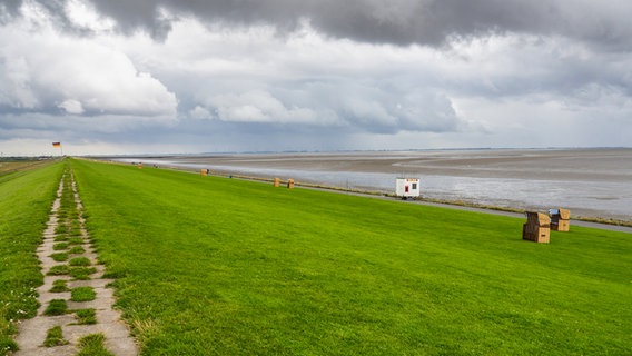 Strandkörbe an der Speicherkoog Badestelle bei Meldorf. © NDR Foto: Christine Raczka