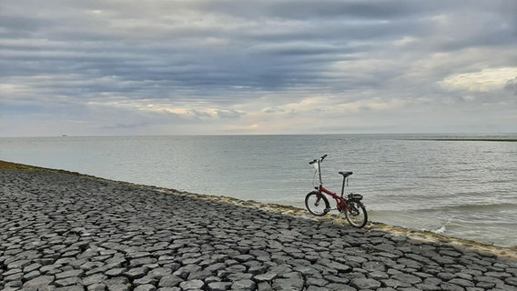 Ein Fahrrad steht auf einer Buhne der Nordseeinsel Baltrum © NDR Foto: Christina Maciejewski