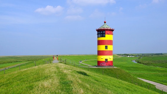 Der gestreifte Leuchtturm von Pilsum in Ostfriesland. © Fotolia Foto: DOC RABE Media