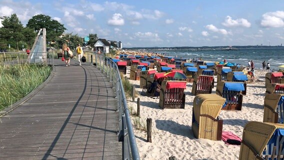 Bohlenweg am Strand von Scharbeutz © NDR Foto: Nathalie Komaromi