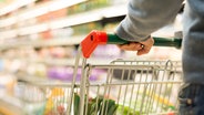 Nahaufname einer Hand, die einen Einkaufswagen schiebt. © Fotolia/Minerva Studio 