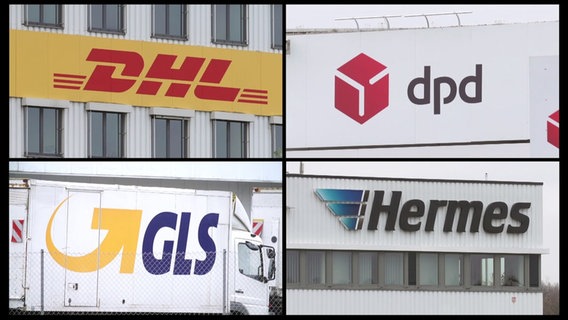 Logos von vier Paketdiensten  