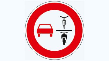 Das neue Verkehrszeichen für das Überholverbot von Fahrrädern und anderen langsamen Zweirädern. © Bundesanstalt für Straßenwesen 
