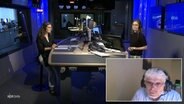 NDR Info Redezeit: Moderatorin Jessica Chmura mit Studiogästen zum Thema "Was tun gegen Wasserknappheit?" © NDR 