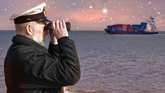 Kapitän schaut durchs Fernglas. (Bildmontage) © fotolia.com, picture alliance Foto: Arne Bramsen, Nicemonkey, Nicemonkey