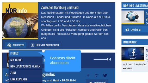Screenshot einer Podcast-Seite © NDR 