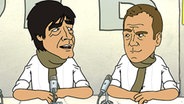 Bundestrainer Joachim Löw und Co-Trainer Hansi Flick bei einer Pressekonferenz  