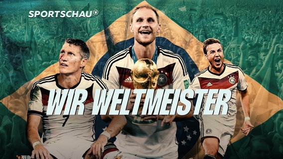 Podcast: Wir Weltmeister - Collage der Fußballweltmeister Bastian Schweinsteiger, Benedikt Höwedes und Mario Götze © NDR 