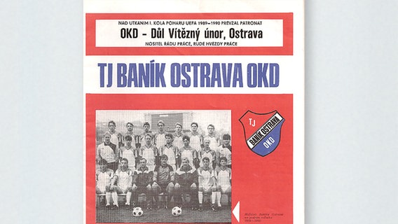 Das Titelblatt des Programmhefts zur Europapokalpartie TJ Banik Ostrava gegen Hansa Rostock am 27. September 1989. © NDR 