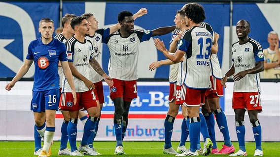 Die Spieler des HSV jubeln. © picture alliance / dpa 