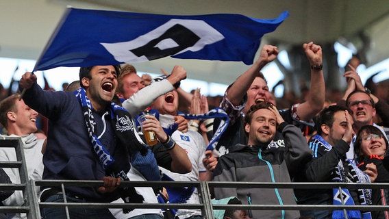 Fans des HSV jubeln. © picture alliance / dpa | Christian Charisius 