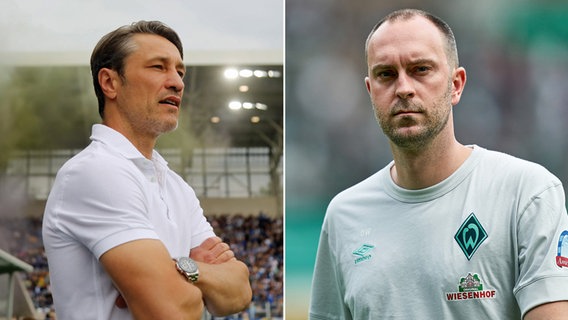 Wolfsburgs Trainer Niko Kovac (l.) und Werder-Coach Ole Werner (Fotomontage) © IMAGO / Nordphoto / Karina Heesland 