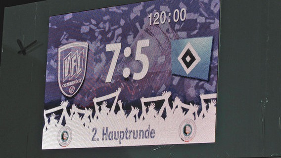Anzeigetafel in Osnabrück nach dem Pokalsieg über den Hamburger SV. © imago / Revierfoto 