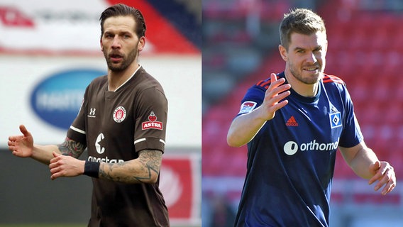 Montage: Guido Burgstaller vom FC St. Pauli (l.) und Simon Terodde vom HSV © imago images 