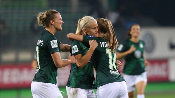 Jubel bei den Spielerinnen des VfL Wolfsburg. © imago/regios24 Foto: imago/regios24