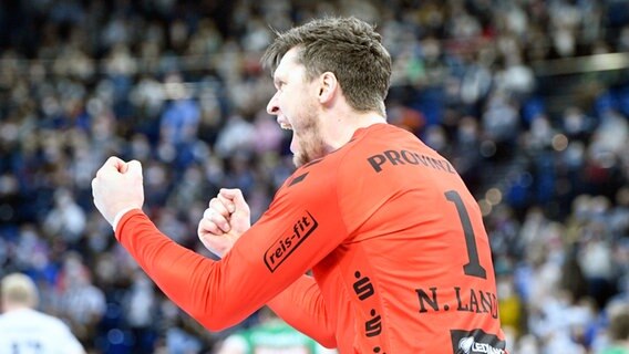 Niklas Landin, Torwart des THW Kiel, jubelt. © IMAGO / Holsteinoffice 