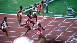 Carl Lewis wird 1984 Olympiasieger über 100 m. © imago/Sven Simon 