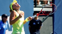 Angelique Kerber nach ihrem Sieg über Karolina Pliskova beim Turnier in Stanford. © picture-alliance / landov Foto: Nhat V. Meyer
