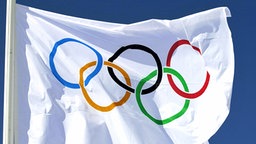 Die Olympiaflagge, im Wind wehend © picture-alliance/ dpa 