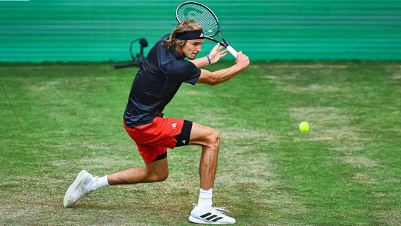 Alexander Zverev beim Rasenturnier in Halle. © IMAGO / tennisphoto.de 