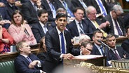 Rishi Sunak bei einer Rede im britischen Unterhaus © picture alliance/dpa/PA Media | Uk Parliament Foto: Jessica Taylor