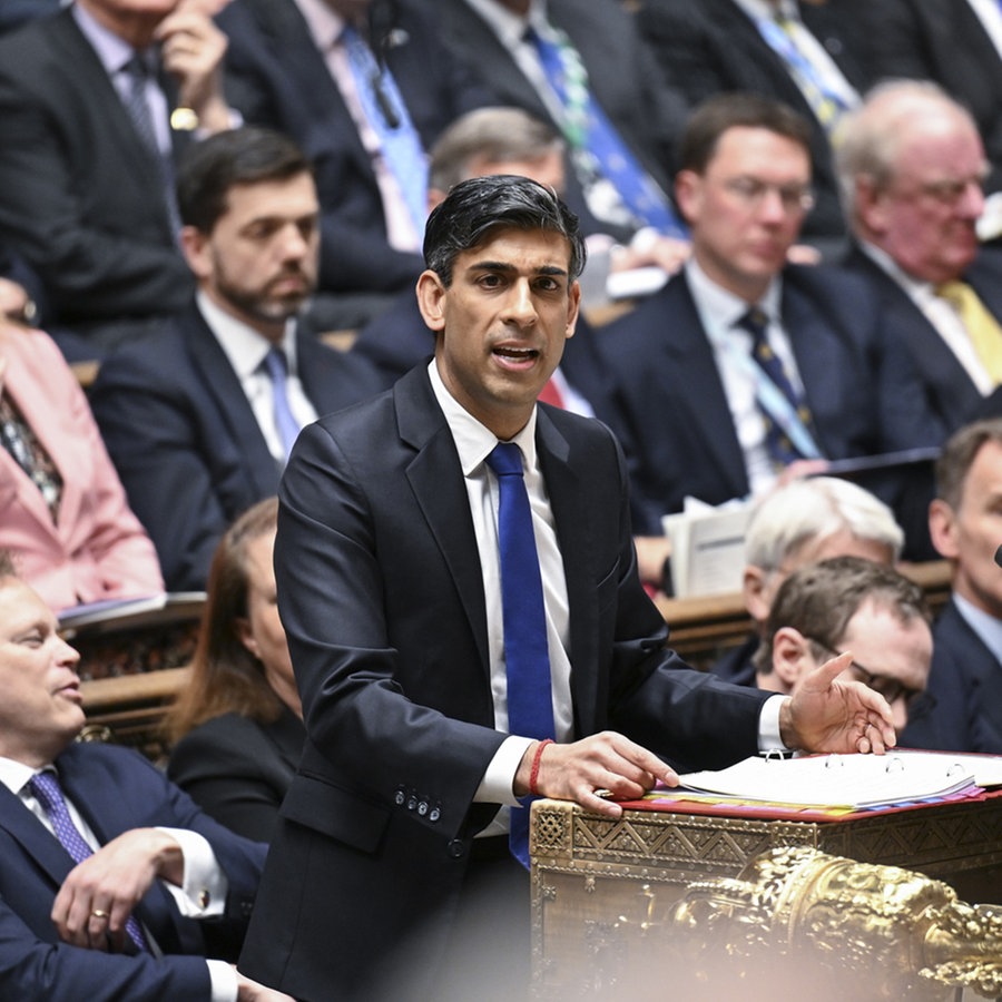 Rishi Sunak bei einer Rede im britischen Unterhaus © picture alliance/dpa/PA Media | Uk Parliament Foto: Jessica Taylor