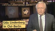 Tagesschau-Sprecher Werner Veigel kündigt einen Beitrag über Udo Lindenberg an  