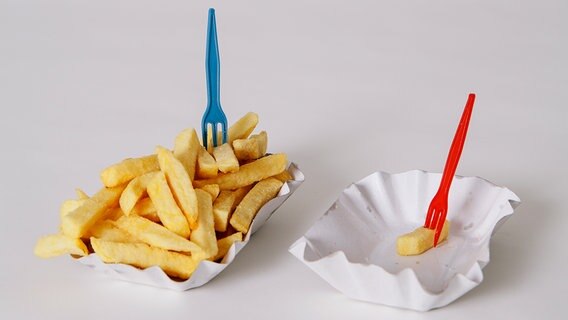 Volle und leere Schale Pommes Frites © photocase.de Foto: Arnd Drifte