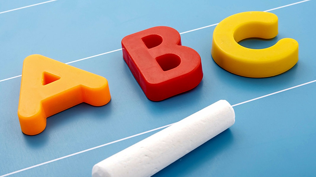 Bunte Magnetbuchstaben bilden das Wort ABC