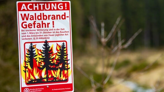 Ein Warnschild, das auf erhöhte Waldbrandgefahr aufmerksam macht © picture alliance swen pförtner Foto: Swen Pförtner