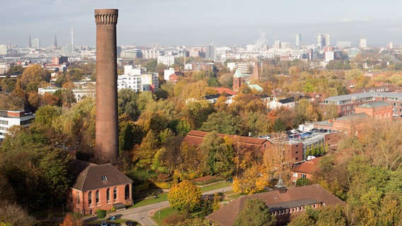 Das alte Pumphaus und ein Wasserausgleichsturm in Rothenburgsort. © Hamburg Wasser 