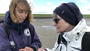 Eine junge Frau führt Besucher durch das Wattenmeer © NDR Foto: Nils Hansen
