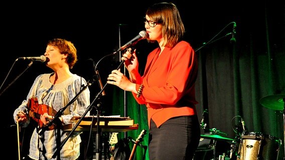 Die Band Valentine and the true believers stehen auf einer grün beleuchteten Bühne  Foto: Maja Bahtijarevic