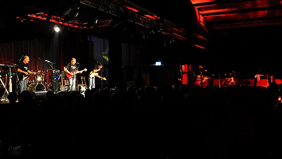 Die Band "Pier 104" stehen vor einem großen Publikum auf der Bühne  Foto: Maja Bahtijarevic