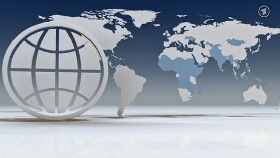 Logo der Weltbank vor einer Weltkarte. © ARD 