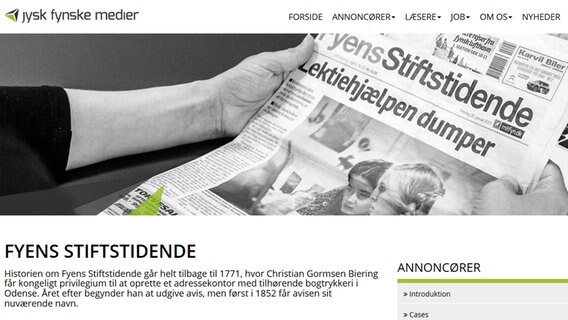 Der Screenshot des dänischen Medienunternehmens Jysk Fynske Medier zeigt die Zeitungsausgabe von "Fyens Stiftstidende". © Jysk Fynske Medier Foto: Screenshot